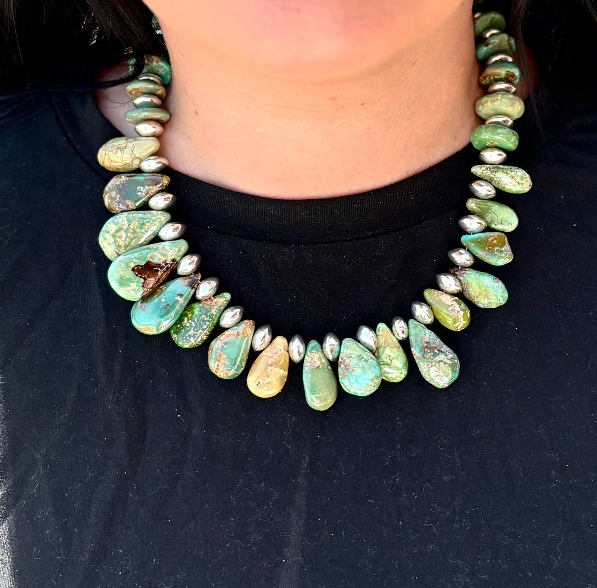 Green Turquoise Tear Drop Necklace