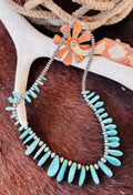 Pear Shaped Gradual Turquoise  with Southwestern Sterling Silver Pearls