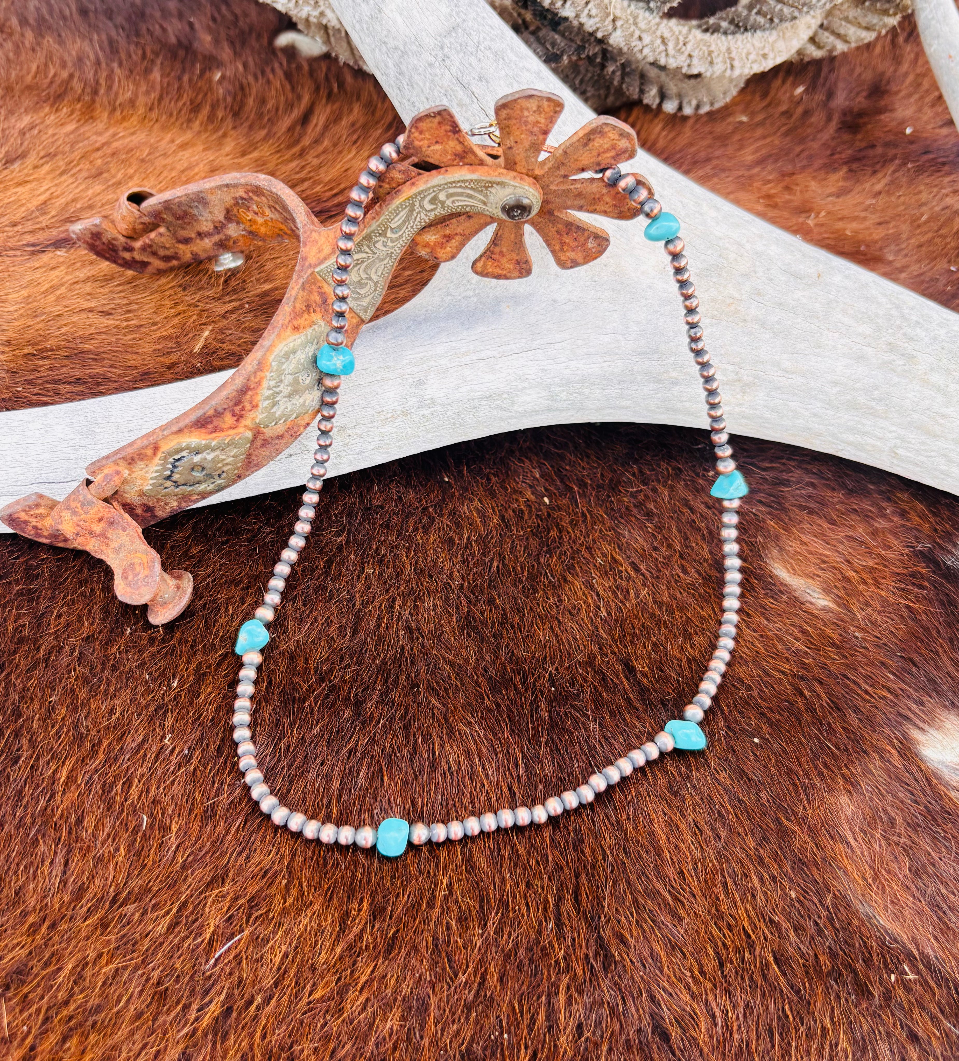 17 inch 4 and 5mm Copper Beaded Necklace